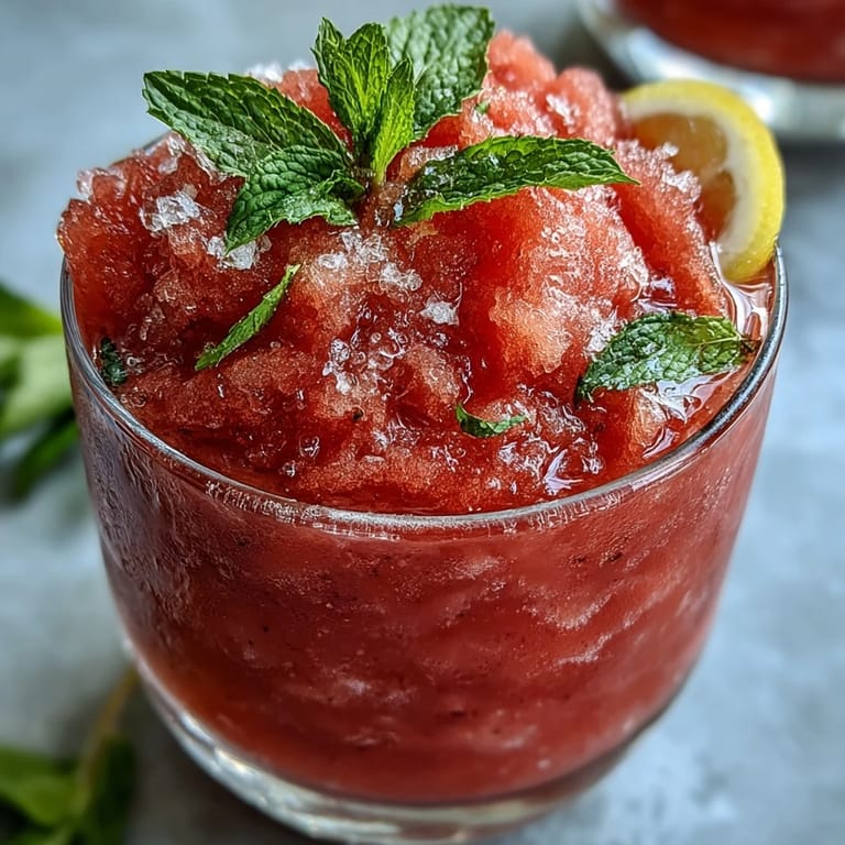 Enjoy this refreshing Frozen Watermelon Lemonade Slushie, chilled and ready for hot days.