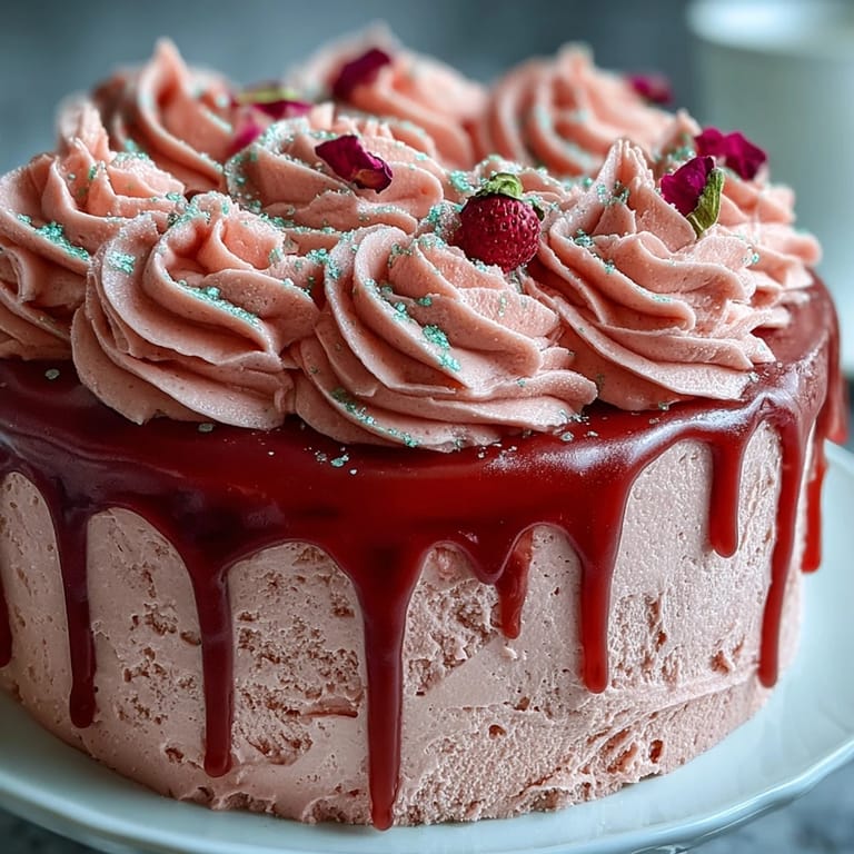 Decadent Bridal Shower Rosé Velvet Cake, a beautiful centerpiece.