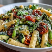 Vibrant Spring Pasta Primavera with fresh vegetables, colorful veggies, and herbs in a light, zesty sauce.