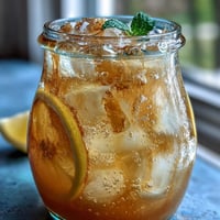 Sparkling Fermented Lemonade in a clear glass pitcher, showcasing natural bubbles and a golden hue with fresh mint garnish.  
